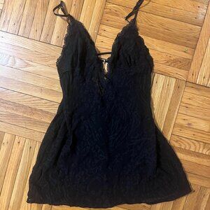 Victoria’s Secret Black Lace Mini Slip Dress Size M
